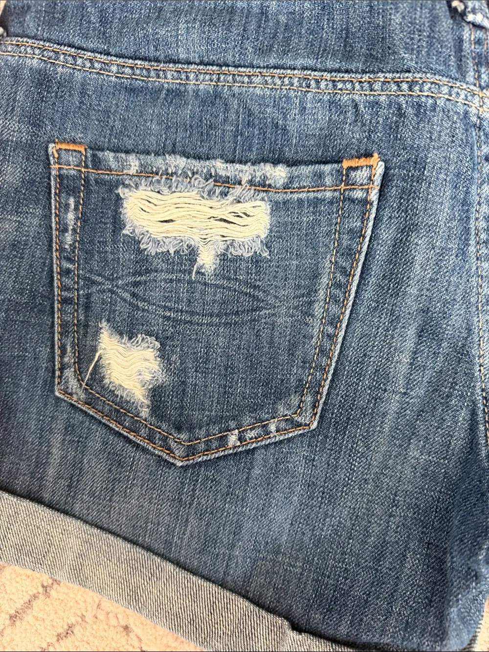 Abercrombie & Fitch Distressed Rolled-Hem Denim Shorts - low rise